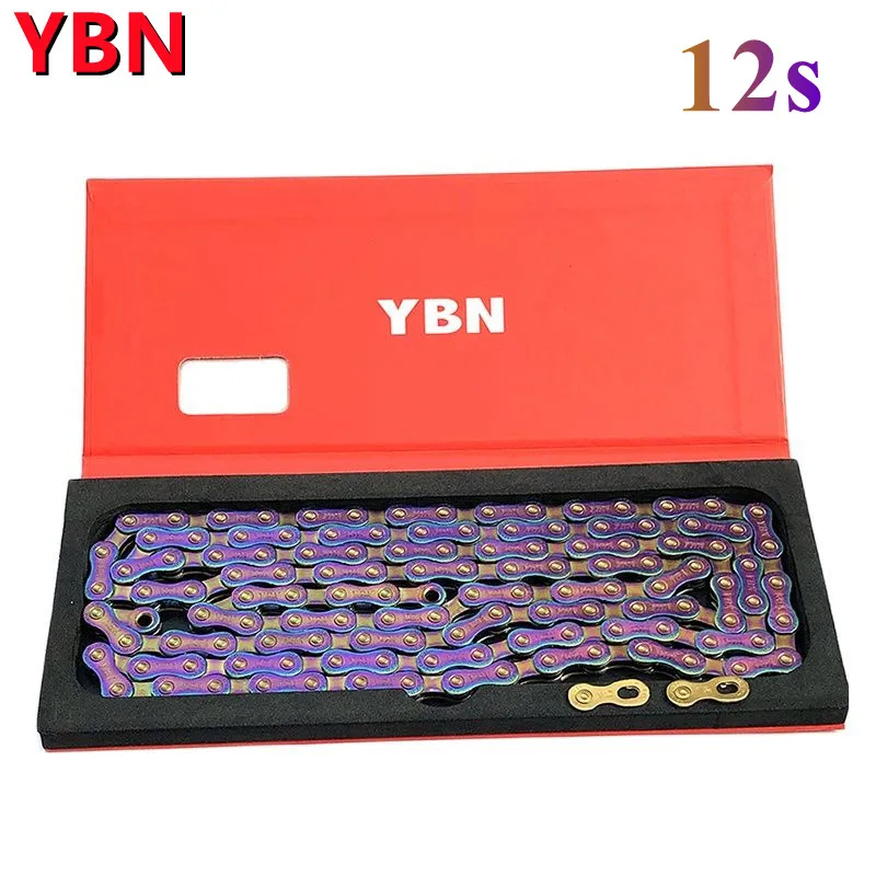 

YBN 12-Speed Multicolor Bicycle Chain Current 12v Mtb Chain High Strength Titanium Bicycle Accessories Compatible With SHIMANO