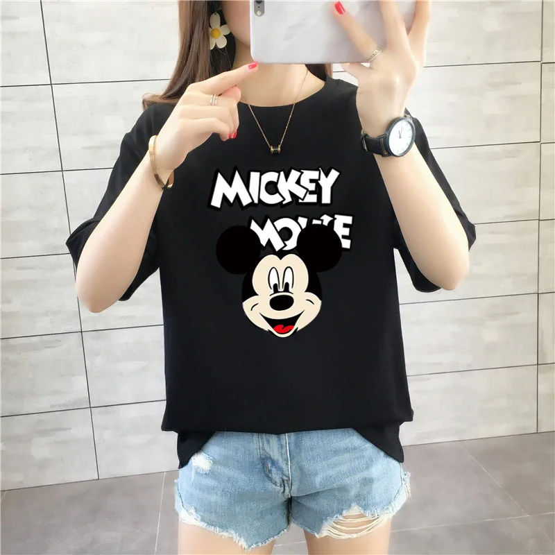 

Disney Cartoon Mickey Mouse T Shirt Femme Short Sleeve Cotton T-Shirt Ladies Streetwear Loose Tops Women T-shirts Oversized Y2K