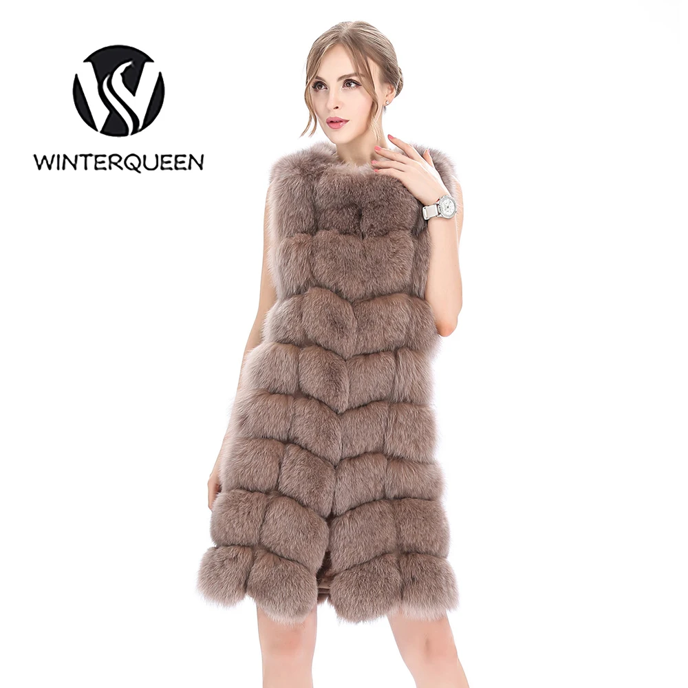 Natural Fox Fur Vest Ladies Winter Outdoor Warm Sleeveless Plus Size Jacket Fashion Luxury Genuine Leather Real Fur Coat