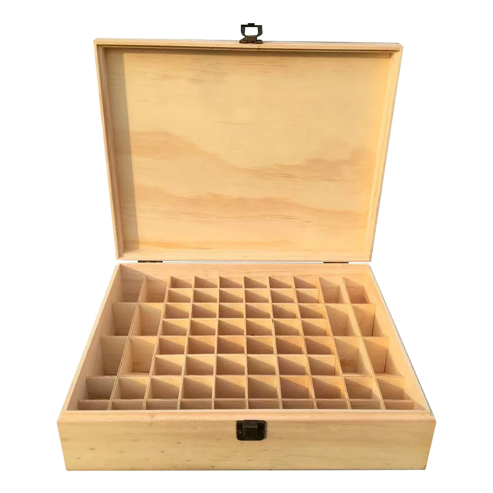 

68 Grids Wooden Essential Oil Box Storage Case Aromatherapy Essential Oil Bottle Organizer Natural Wood Home Storage Box