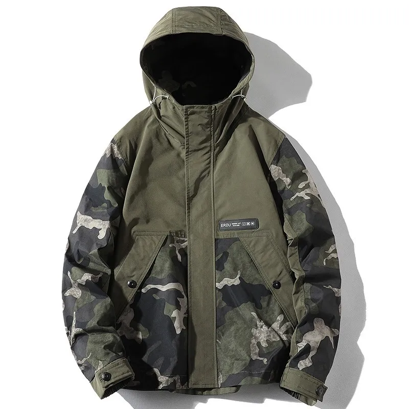 

Harajuku Jacket Men Camouflage Hoodie Jacet Spring and Autumn Windbreaker Men Military Army Coat Men Outwear Fashion Clothing