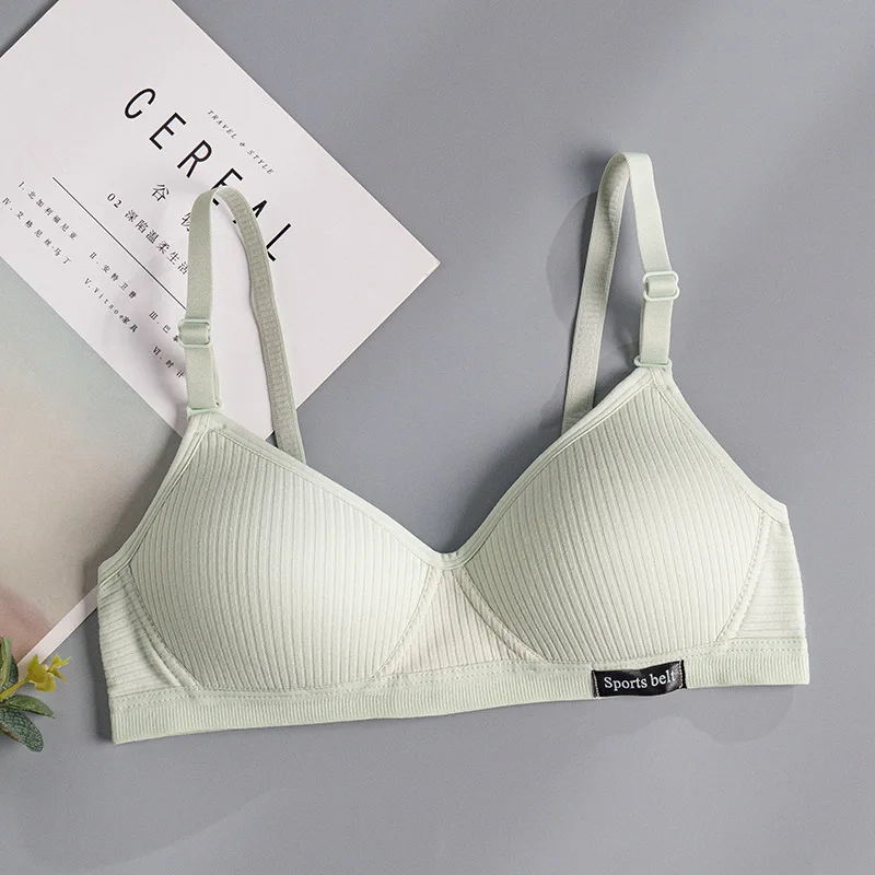 2022 Cotton Underwear Women Cup Bra Gathered Comfort V Brassiere Push Up Lingerie Bralette For Women AB Cup Wireless Bra