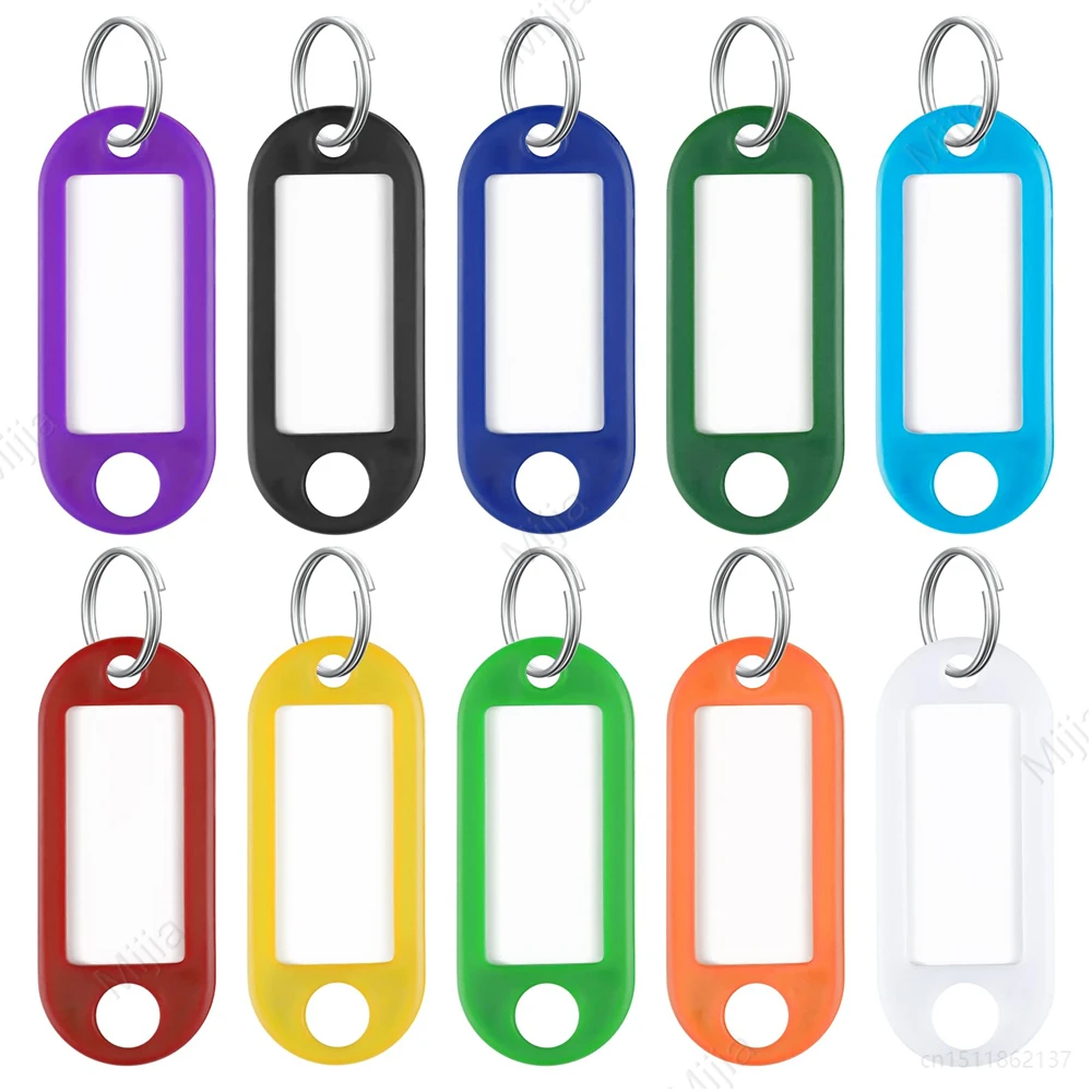 

10pcs/Set Colorful Plastic Key Chain Writable Luggage ID Tags Hotel Label Tag Identifiers Keychain for Name Number 10 Colors