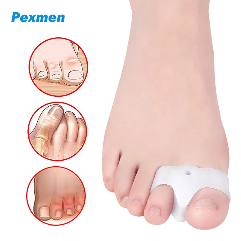 

Pexmen 2Pcs Gel Bunion Correctors Toe Separator Big Toe Spacer Straightener for Bunion Pain Overlapping and Hammer Toe