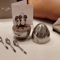 mood coffee spoon set stainless steel silver egg holder afternoon tea spoon black coffee spoons for home kitchen supplies