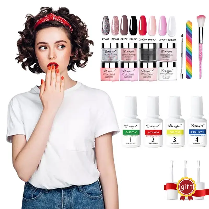 

Dip Powder Nail Kit Nail Dip Powder Kit Set 8 Colors Dip Powder Nail Kit Essential Liquid Set For French Nail Art Manicure DIY