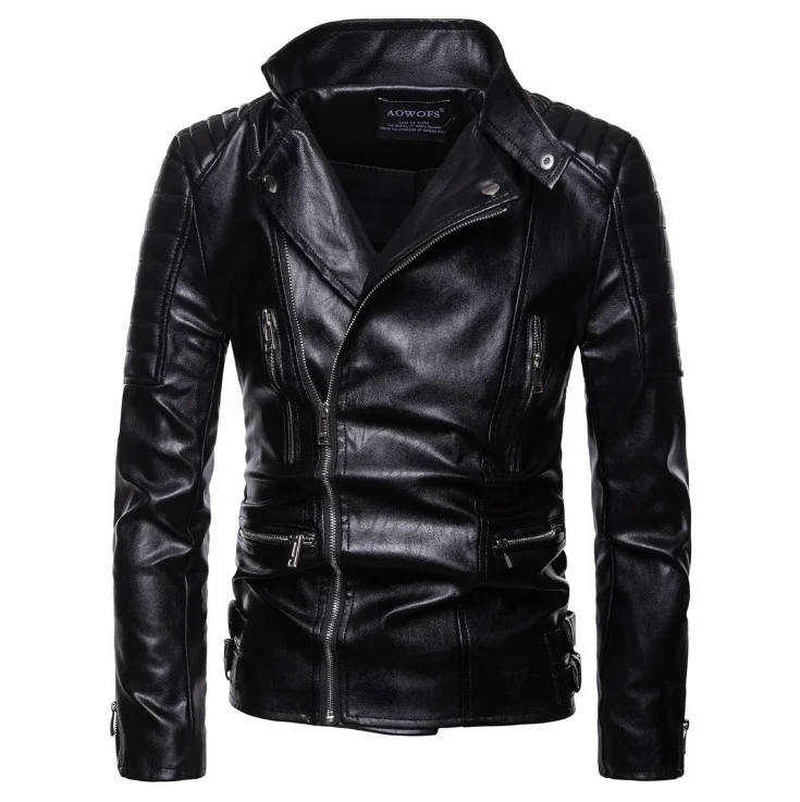 

2023 New Autumn Motorcycle Leather Jacket Men Fashion Zippers Design Biker Jacket Male Casual Coat Jaqueta De Couro Masculina