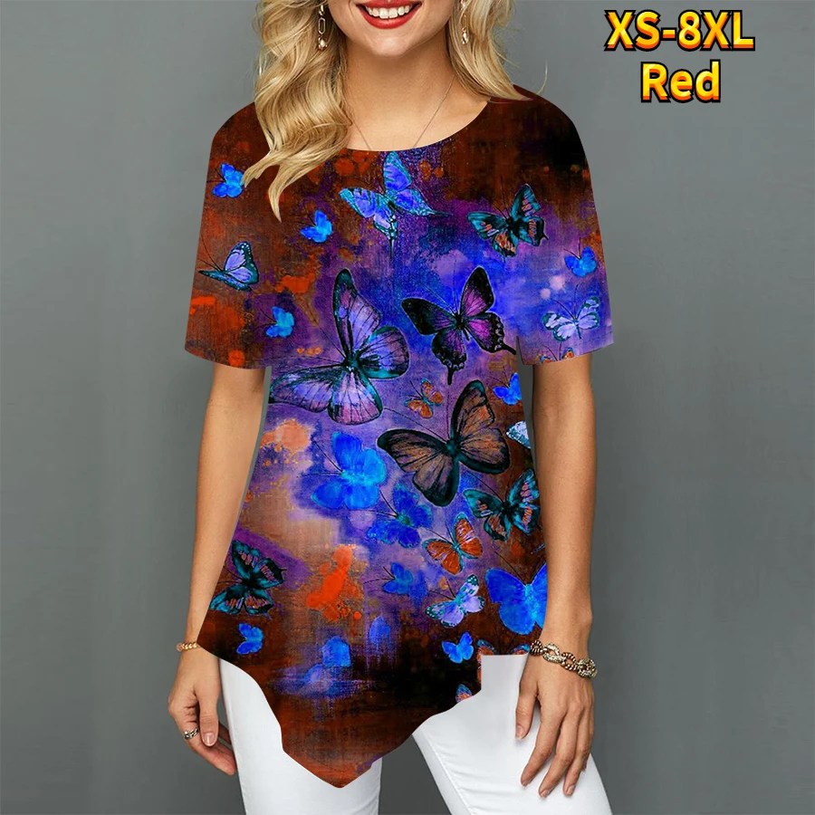 Женская зрелая ретро юбка с острым вырезом свободная женская футболка коротким