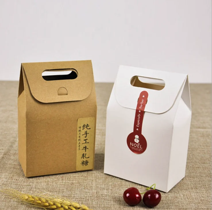 

100Pcs Gift Bags Kraft Paper StoBag for Candy Biscuits Cake Pakcaging Boxes Kids Favors Christmas Gift Bag