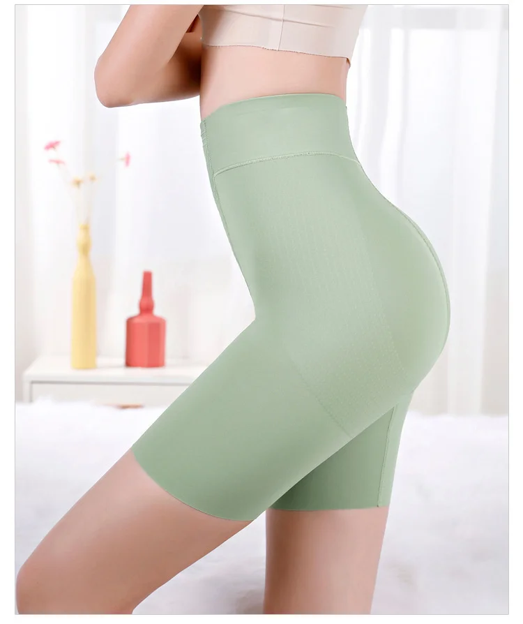 High Waist Abdominal Tight Pants With Flat Underpants Hyaluronic Acid Flocking Hip Lifting Pants Shapewear Tights