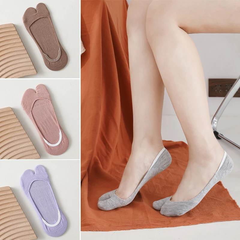 

Носки-невидимки женские хлопковые, Удобные однотонные дышащие Нескользящие, с двумя носками, 1 пара, летние