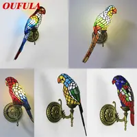 OUFULA Tiffany Parrot Wall Lamp LED Creative Design Bed Sconce Bird Light for Home Living Room Bedroom Aisle Decor