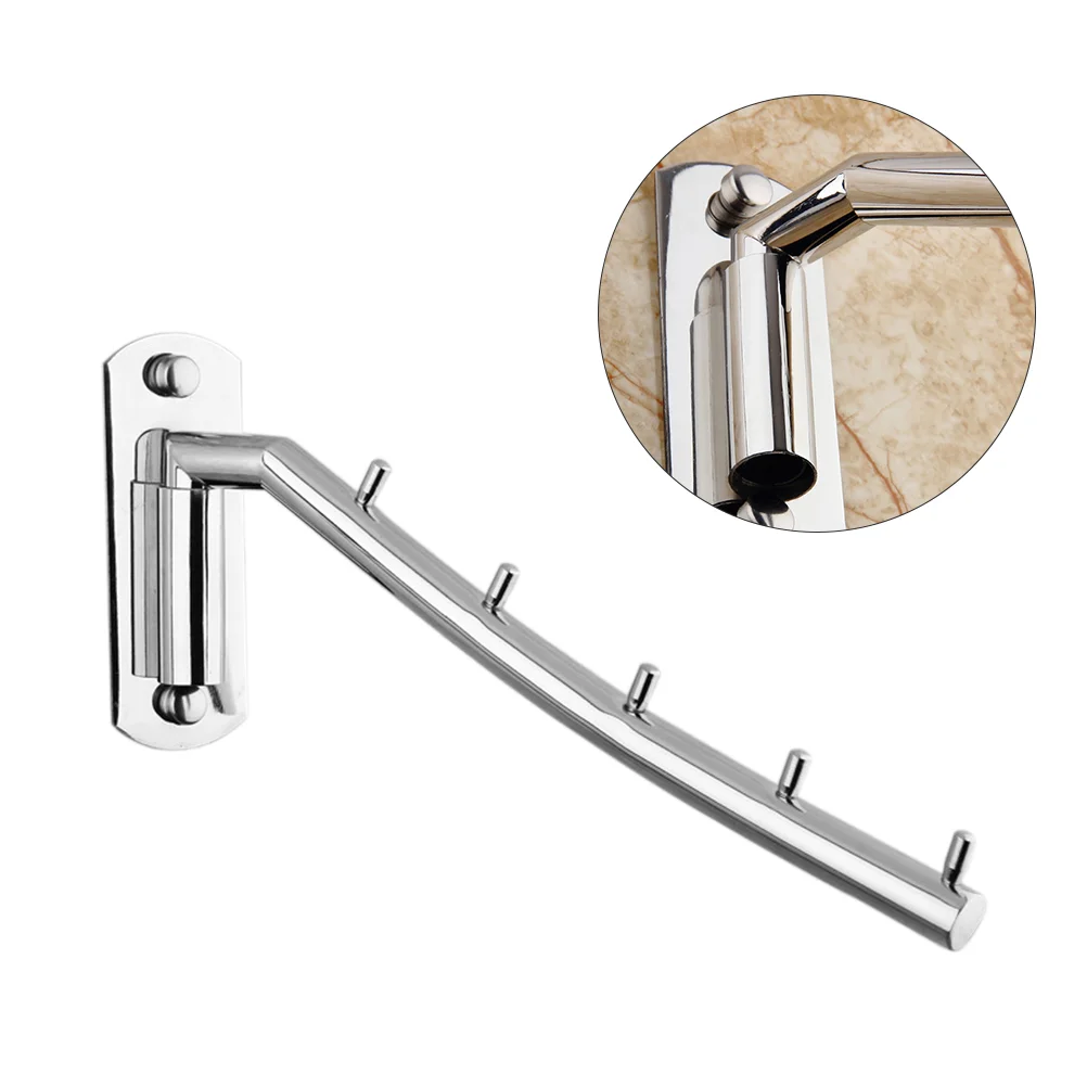 

Wall Mounted Clothes Hanger Rack Rotatable Stainless Steel Clothes Organizer with Swing Holder
