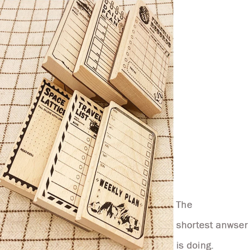 6pcs/lot New Vintage PLAN SCHEDUAL Wooden Rubber Stamp for DIY scrapbooking school stationery | Канцтовары для офиса и дома