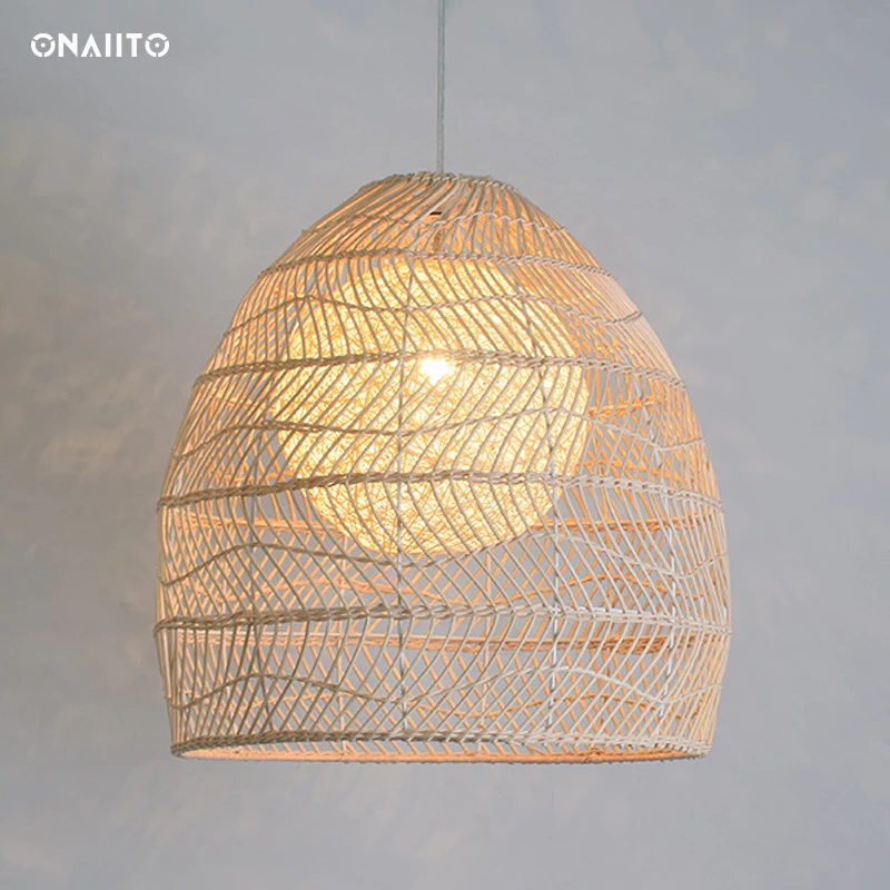 

Rattan Pendant Light Hanging Ceiling Lamps Japanese Dining Table Light LED Braided decorative lights Decoration Living Room Lamp