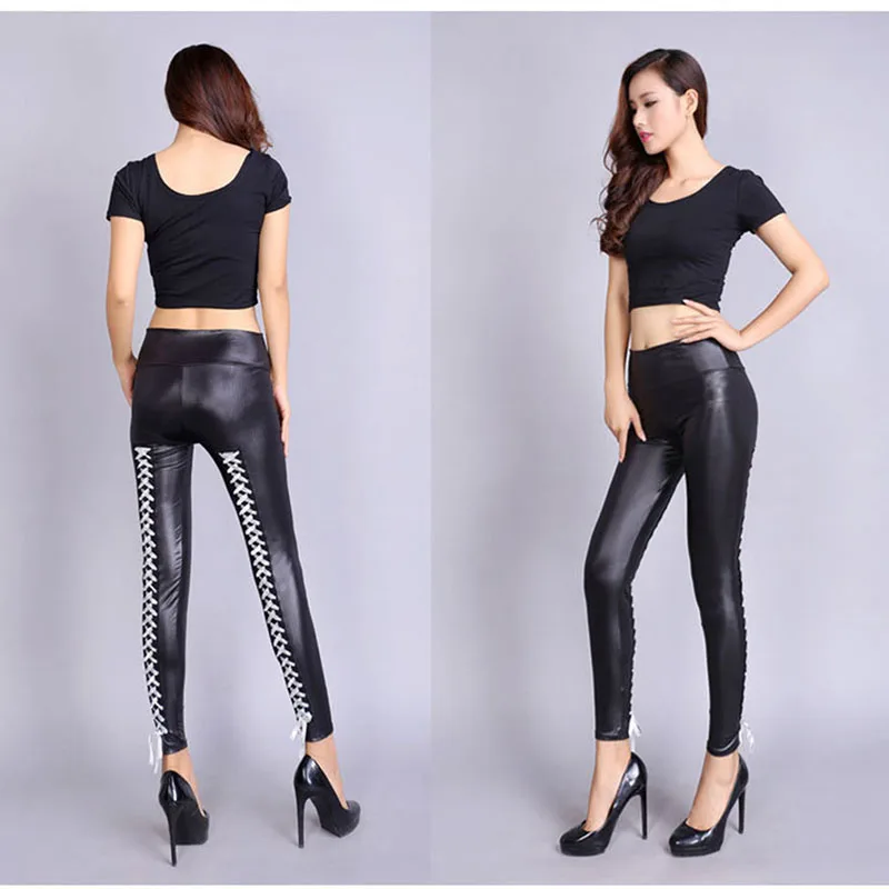 

Женские кожаные брюки в стиле панк-рок, пикантные облегающие мотоциклетные кожаные брюки, обтягивающие брюки-карандаш с завышенной талией ...