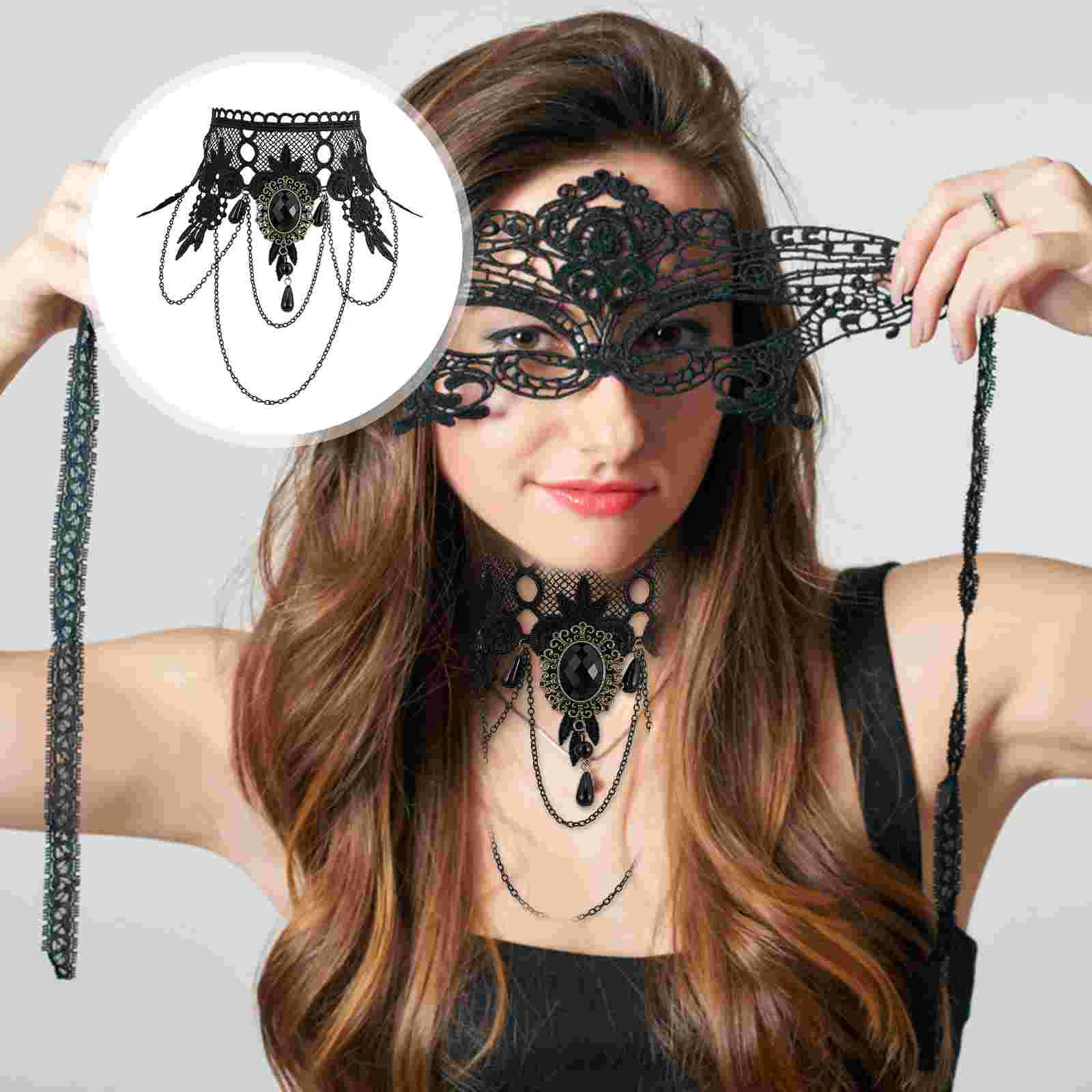 

2pcs Choker Rhinestone Necklace Fringed Necklace Rhinestone Choker