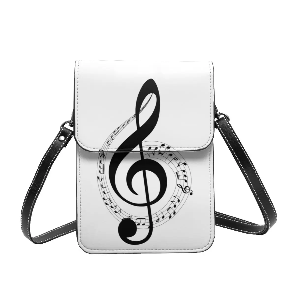

Женская кожаная сумка через плечо с принтом музыкальных нот