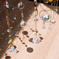 5pcs suncatcher hanging wind chimes moon star colorful crystal ornament pendant for home window garden decor