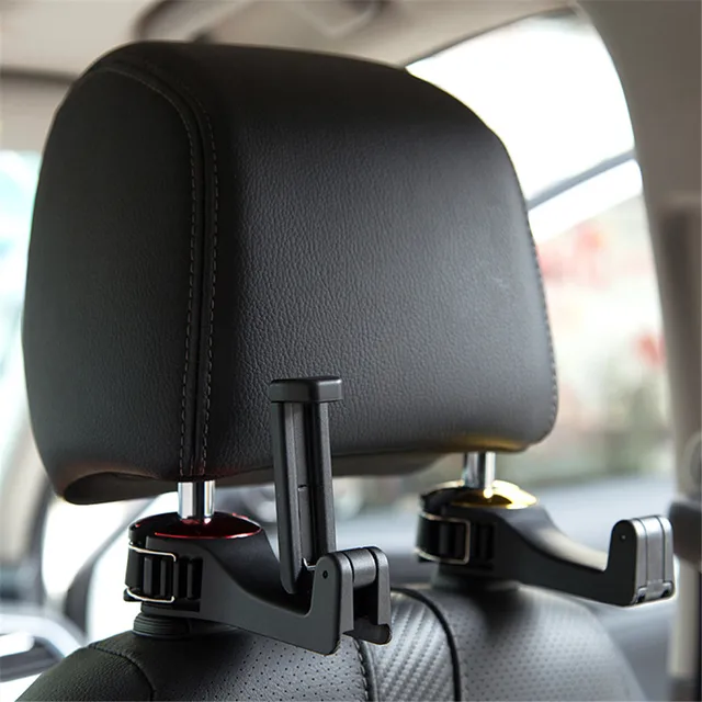 2 In 1 Mobile Stand Car Phone Holder Adjustable Car Headrest Hooks Fastener Seat Back Hanger Clips For Bag Navigation Bracket 2