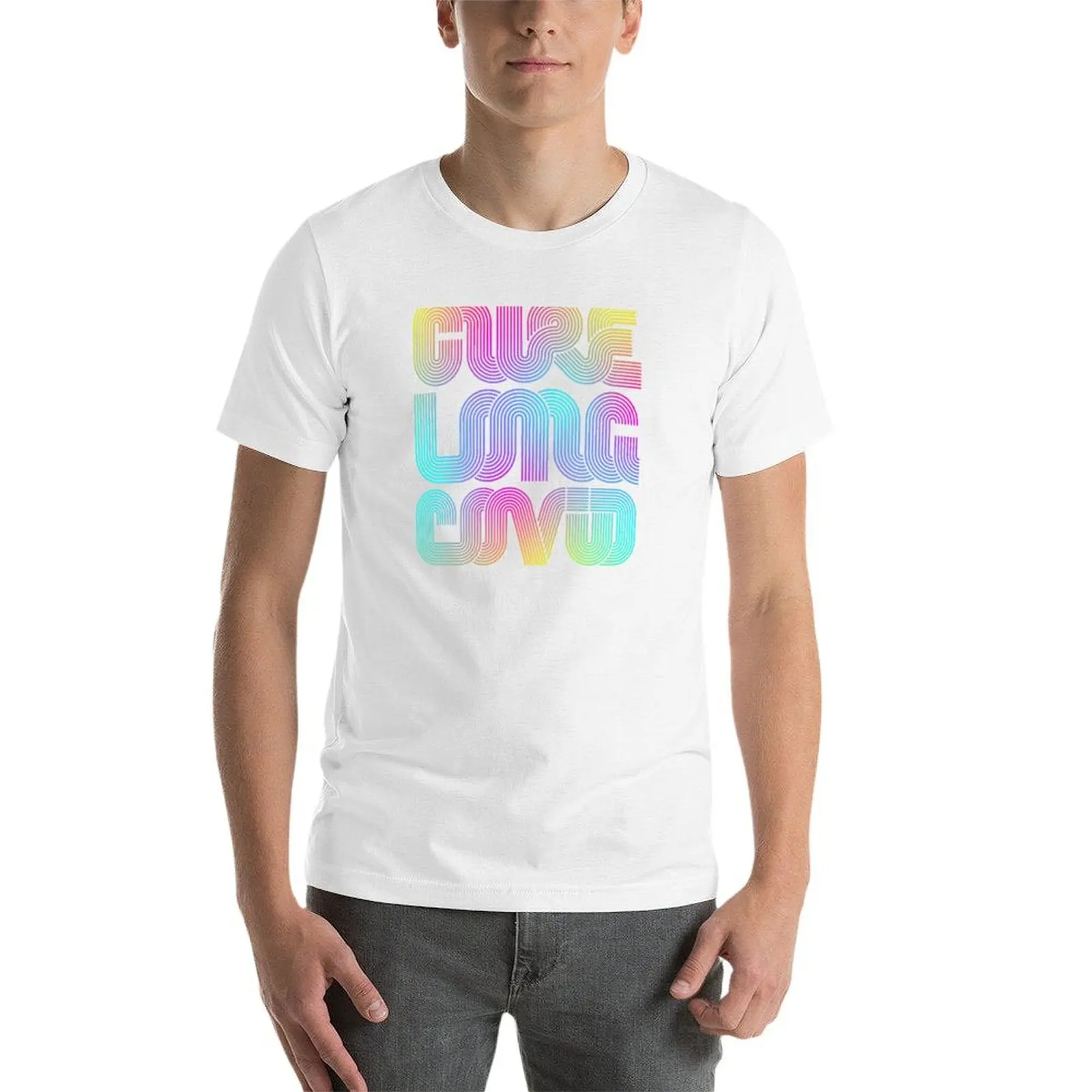 Фото Футболка Cure Long Covid (rainbow) в стиле кэжуал, уличная одежда, футболка с короткими рукавами №3