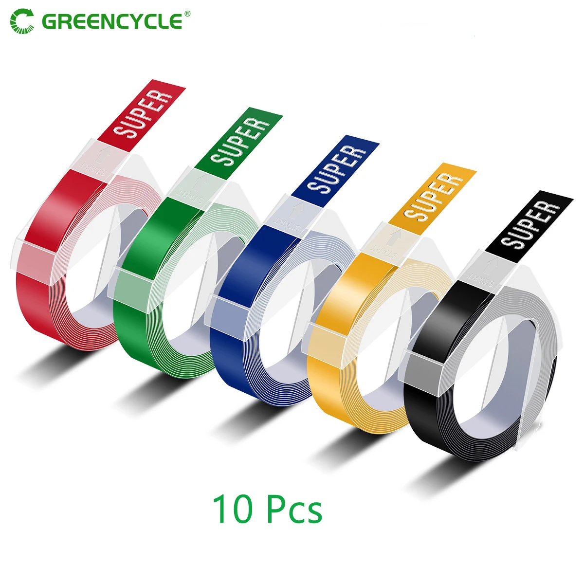 

Greencycle 10PK 3D тиснение этикеток лента пластиковая лента 9 мм 12 мм для Dymo 12965 12966 E101 E202 E303 маркировочный принтер