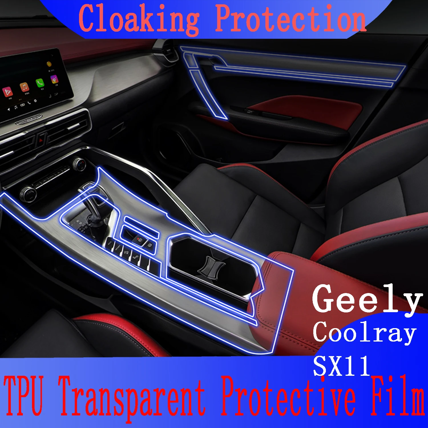 

For GEELY COOLRAY Espace SX 2023 2022 Car Interior Center console Transparent TPU Protective Film Anti-scratc