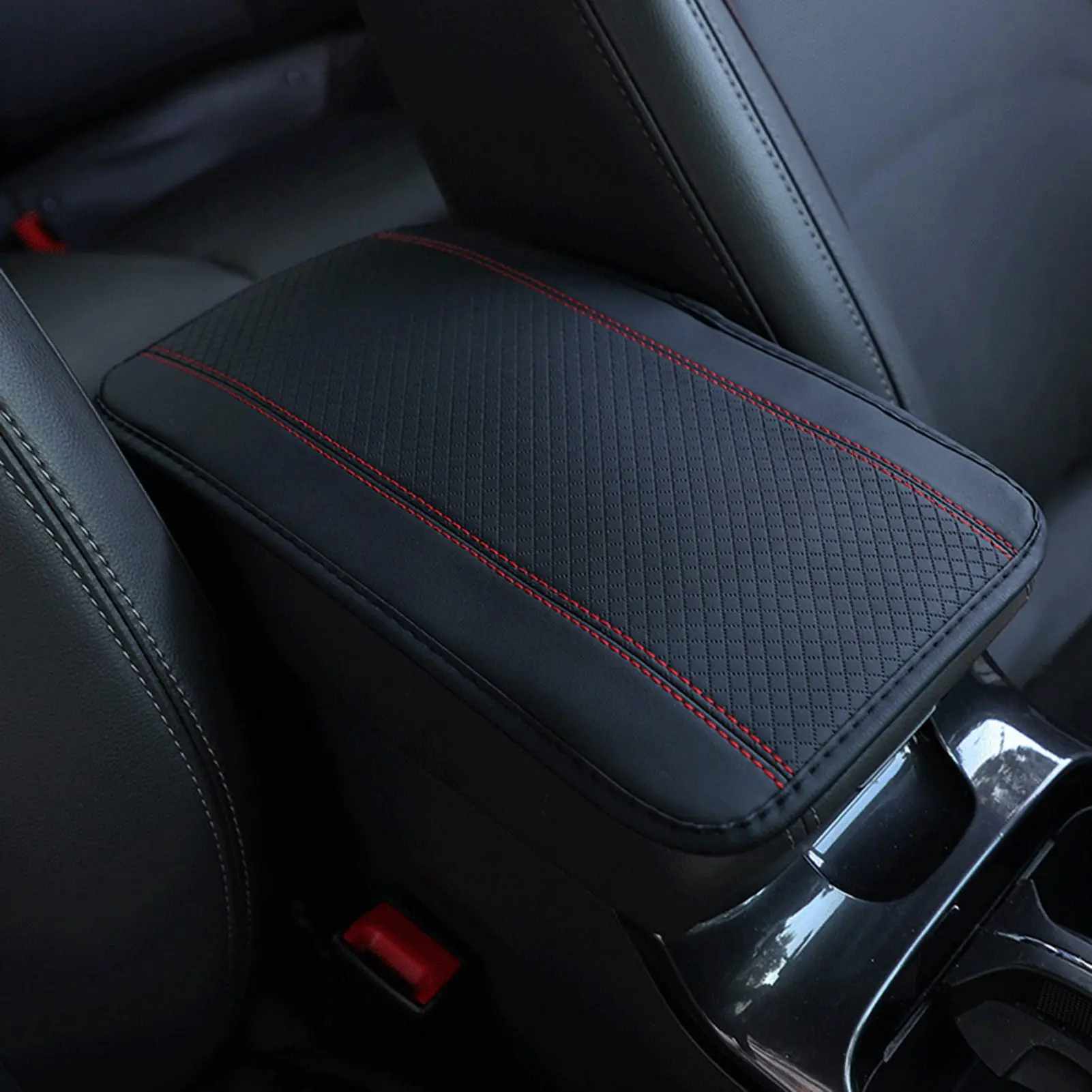 

Black Fiber Leather Car Armrest Pad Cover Universal Auto Center Console Box Anti-slip Cushion Cover Car Interior Accessories