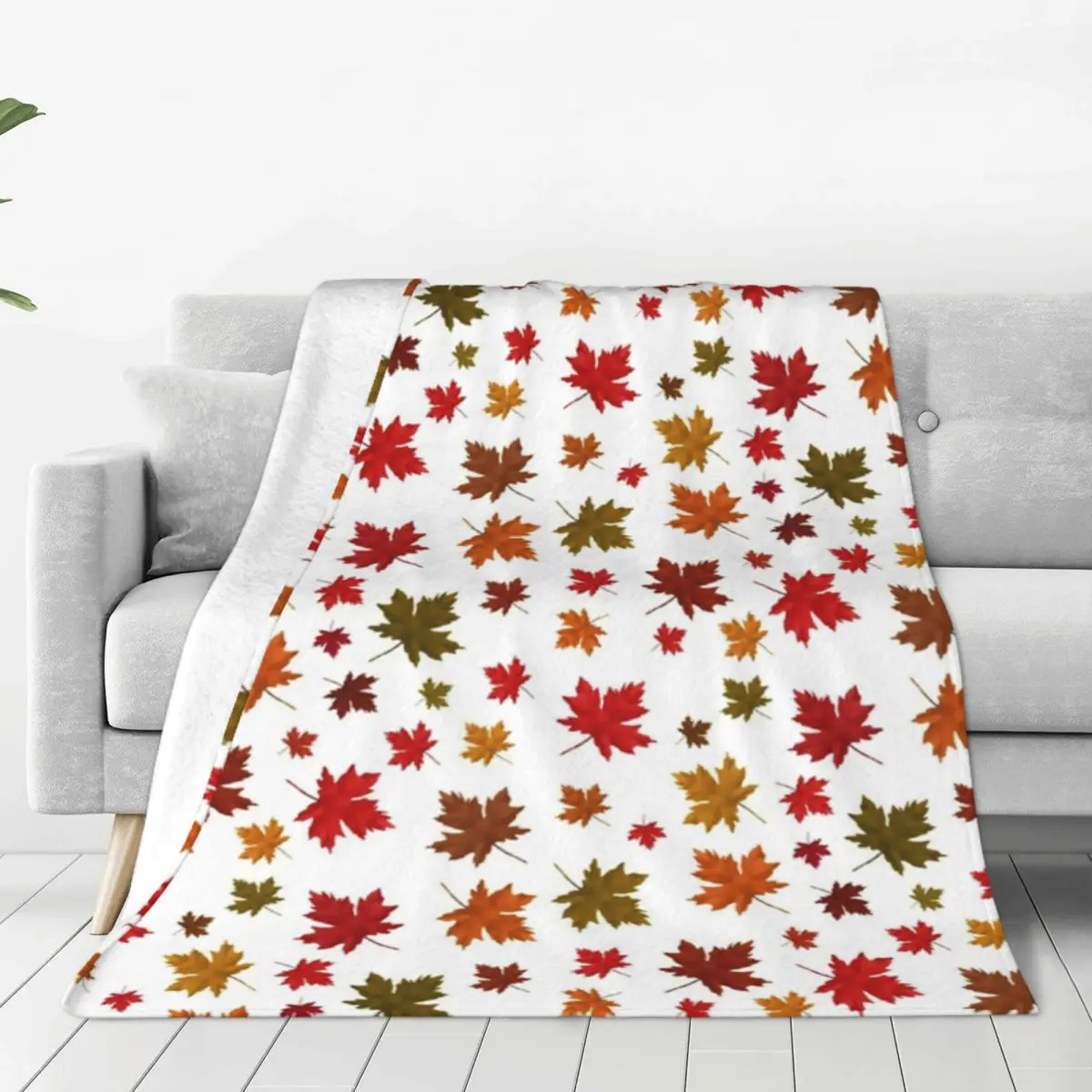 

Maple Leaves Pattern Blanket Leaf Plush Throw Blankets Summer Air Conditioning Decoration Soft Warm Bedspreads