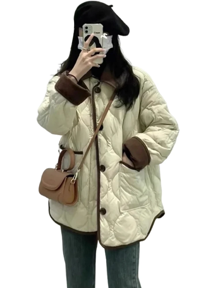 Western Sle Cargo Idle Popular Rhombus Cotton-padded jacket Thickened Cotton-Padded Jacket Outerwear Women Autumn and...