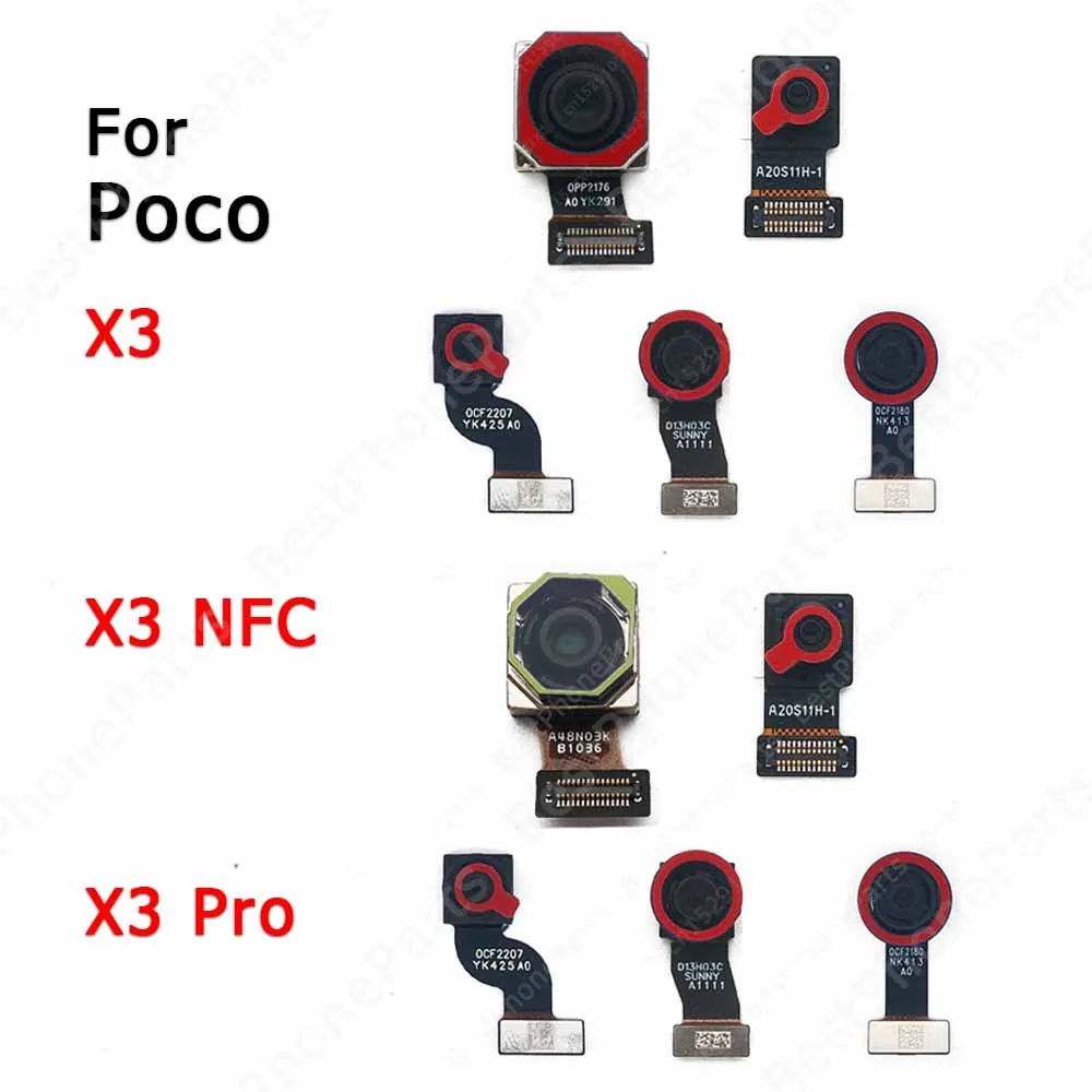Передняя и задняя камеры для Xiaomi Mi Poco X3 Pro NFC оригинальная фронтальная камера для селфи задняя сторона Гибкая маленькая задняя камера модуль детали