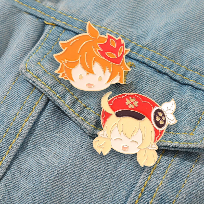 

5style Genshin Impact Enamel Pin Custom Chibi Tartaglia Klee Paimon Venti Keqing Brooch Game Lapel Badge Anime Jewelry Gift Fans