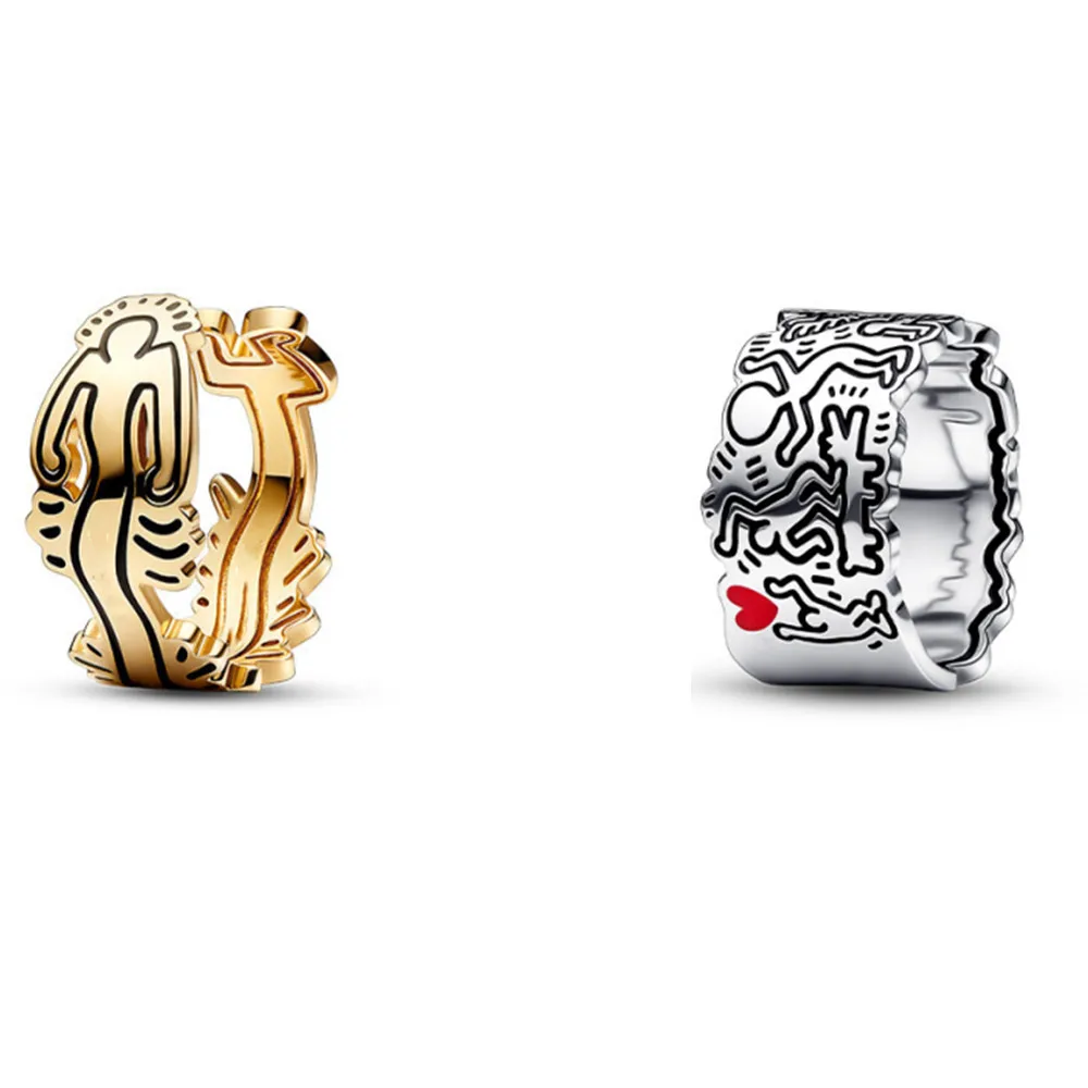 Женское серебряное кольцо с волнистыми фигурами