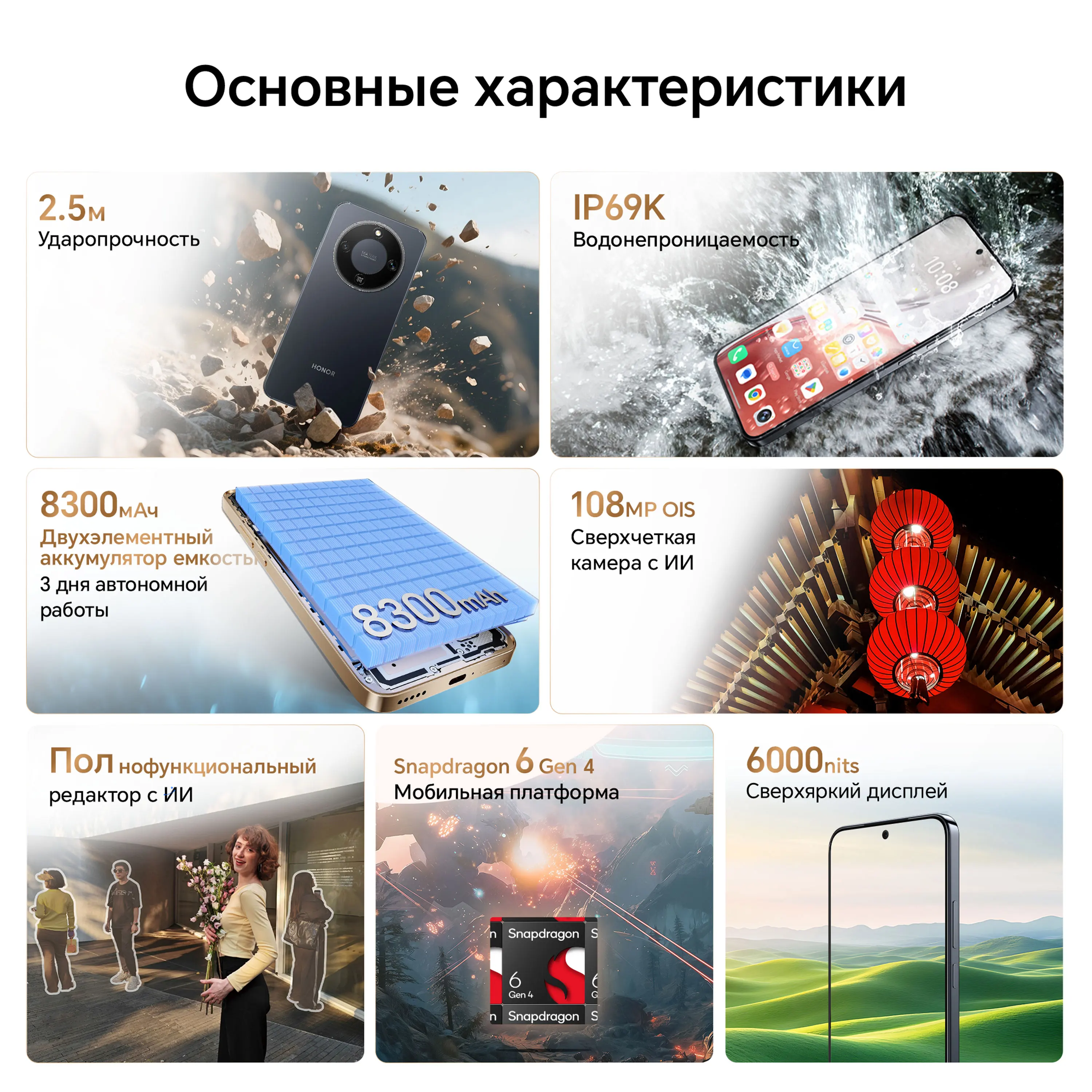 Фото 2026 Honor X9d Global 5G Android Smartphone Mobile Phone with Snapdragon 6 Gen 4 Processor 8300 mAh 108 MP Cameras №4