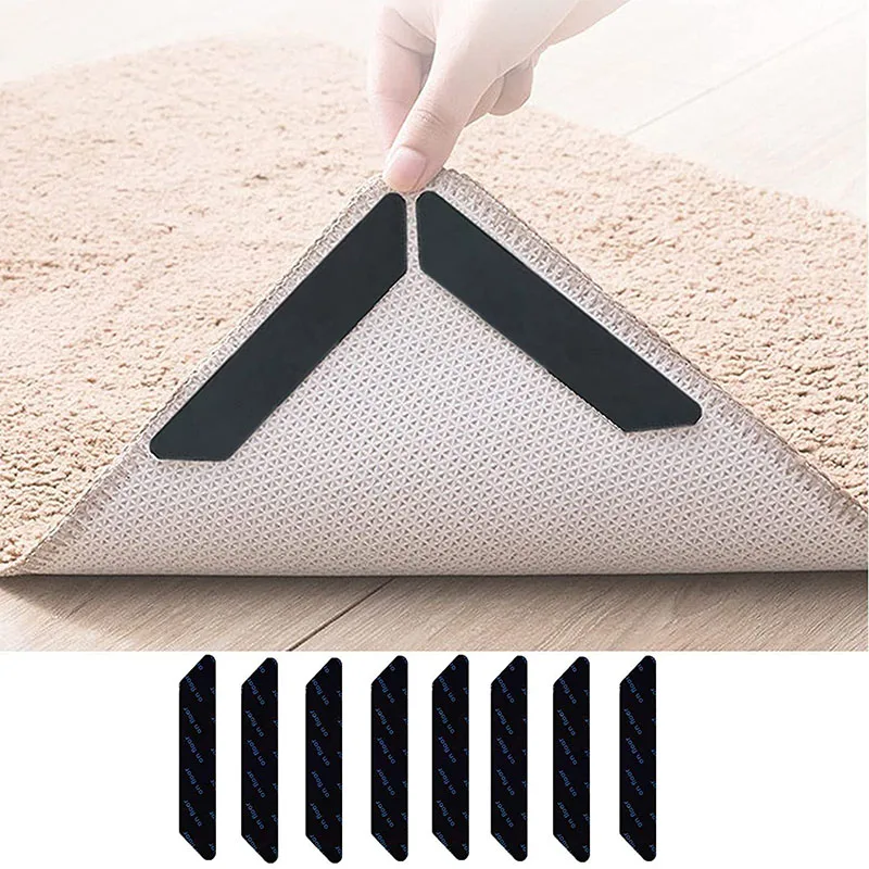 

8PCs Carpet Non-slip Sticker Washable Reusable Rug Grippers Anti-skid Rubber Mat Household Self-adhesive Carpet Sofa Fixing Tape