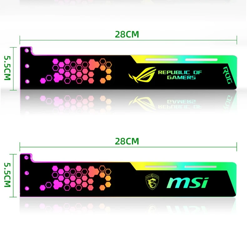 

COOLMOON Molex/Small 4PIN RGB Graphics Card Holder 28CM X 5.5CM Extended Version Phantom Color Change Aura Sync