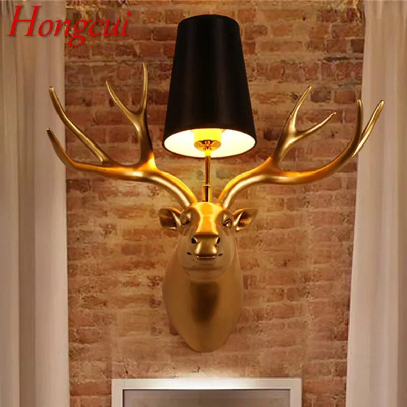 

Hongcui Modern Antlers Wall Lighting Creative Gold LED Indoor Sconce Lamp For Home Decor Living Bedroom Bedside Porch