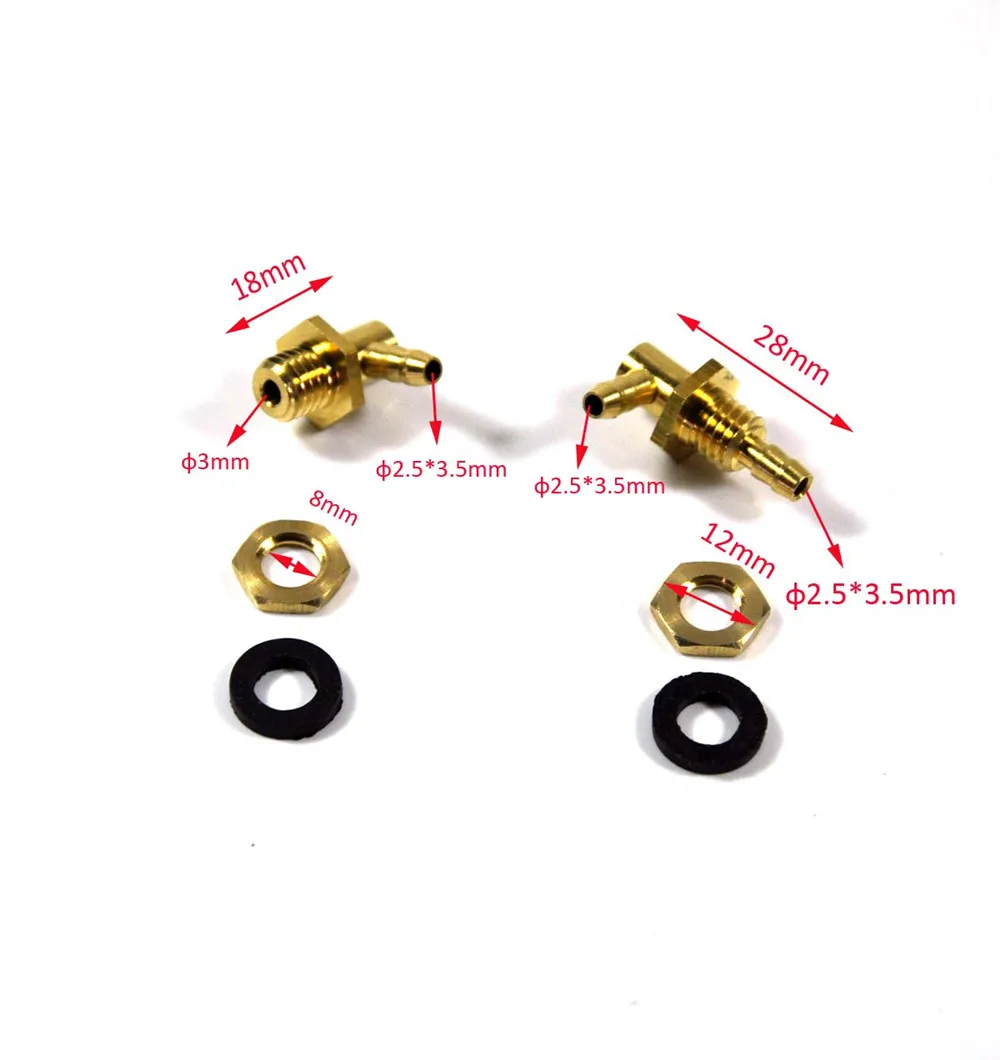1Pair 2.5*3.5MM Fuel Tank Metal Accessory Outlets and Inlets Oil Nozzle Kit Replacement Part for RC Aircraft Plane