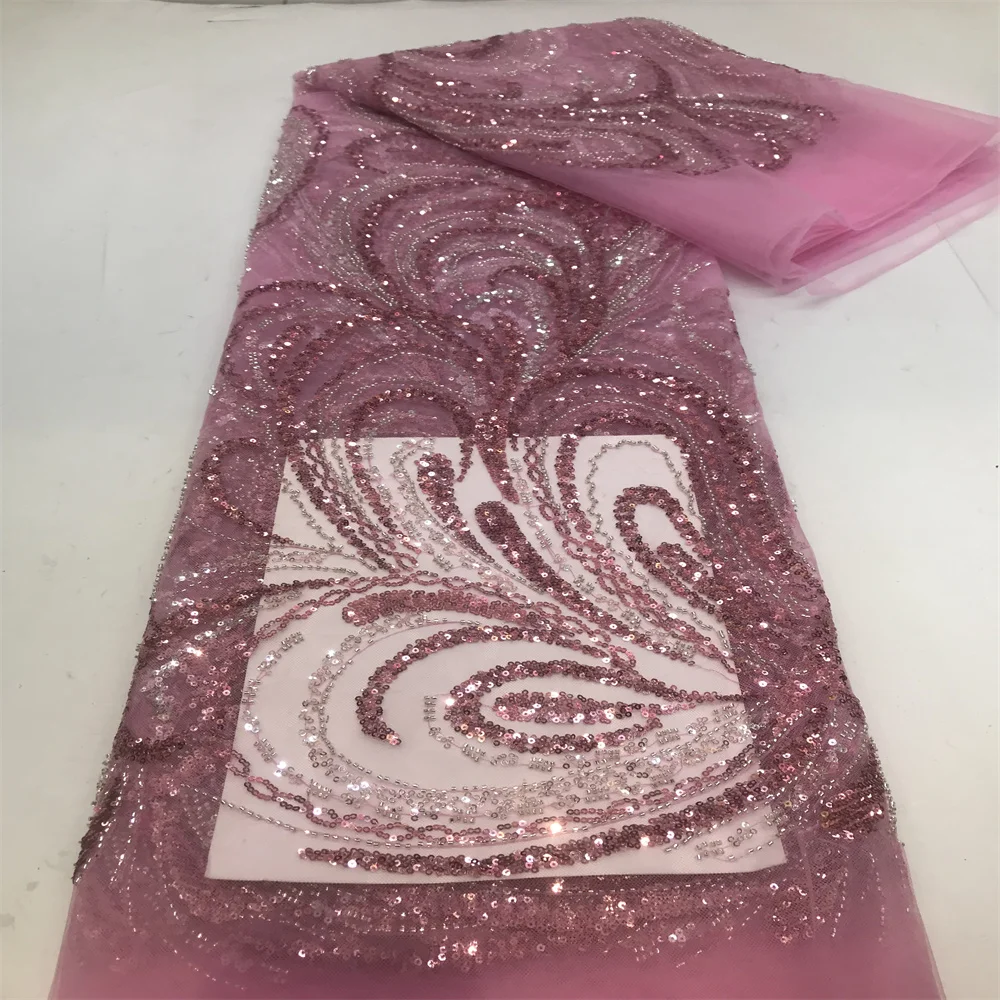 2024 Новая африканская нигерийская кружевная ткань высококачественные бусины