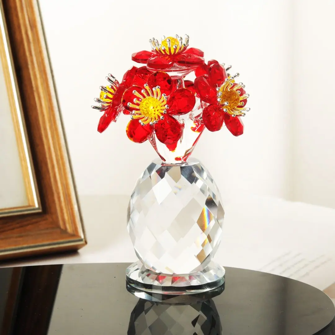 

Красочные кристаллы, шесть цветов в виде капель воды, коллекционная фигурка с основанием, стеклянный цветочный орнамент, декор для свадебной вечеринки, подарок