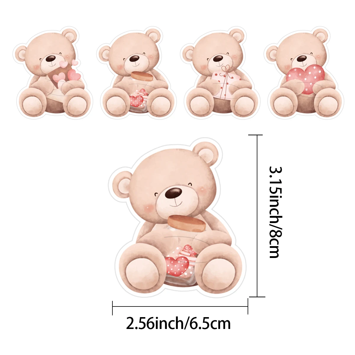 

Картонные карты с медведем и леденцами, держатели для конфет в форме сердца