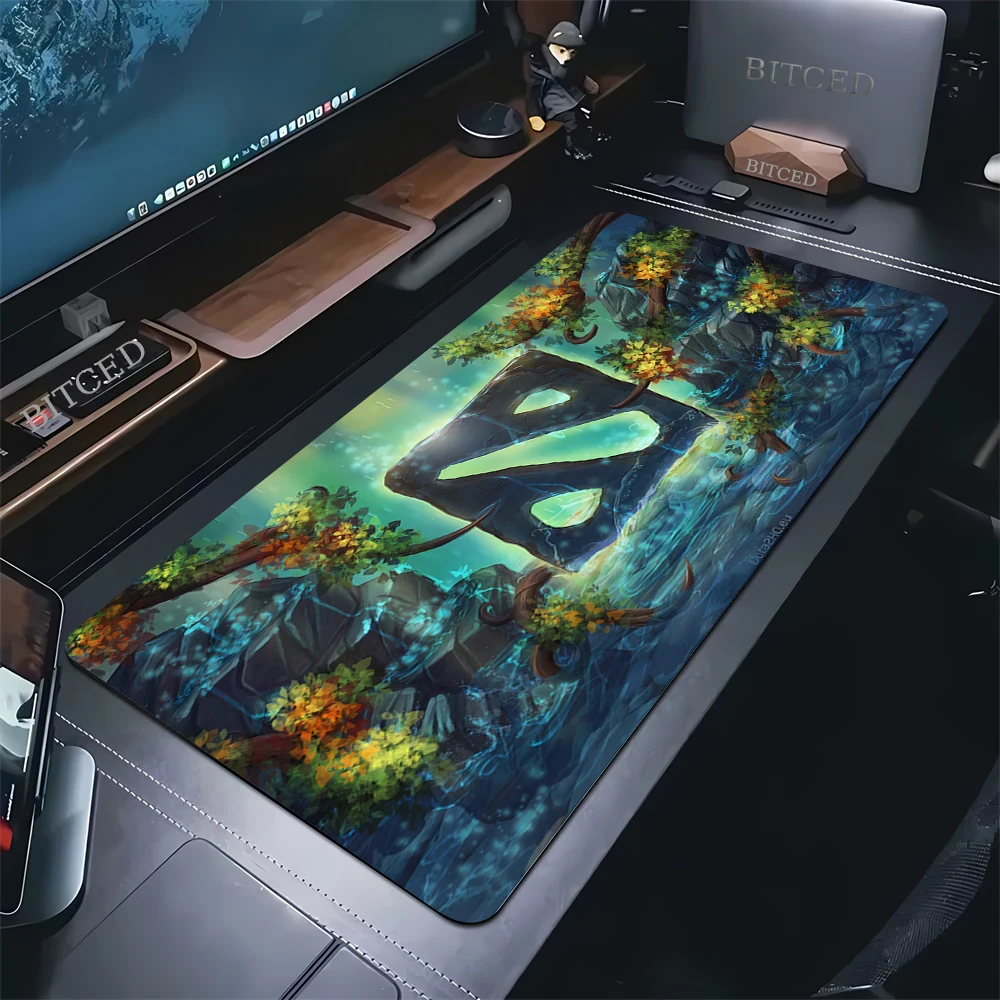 Фото Коврик для мыши с логотипом DOTA2, большой игровой коврик для мыши, водонепроницаемый настольный коврик, мягкая тканевая поверхность, нескользящая резиновая основа для аниме-игр №4