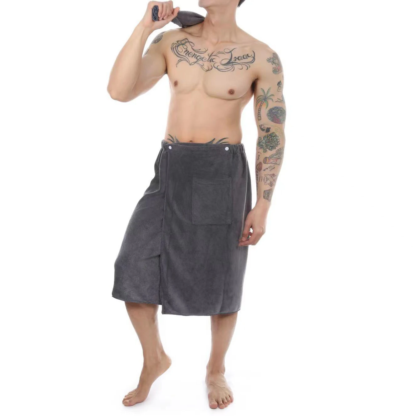 

Банное полотенце для мужчин большого размера, Хлопковое полотенце для ванной s с карманом, летнее быстросохнущее пляжное полотенце, одеяло ...