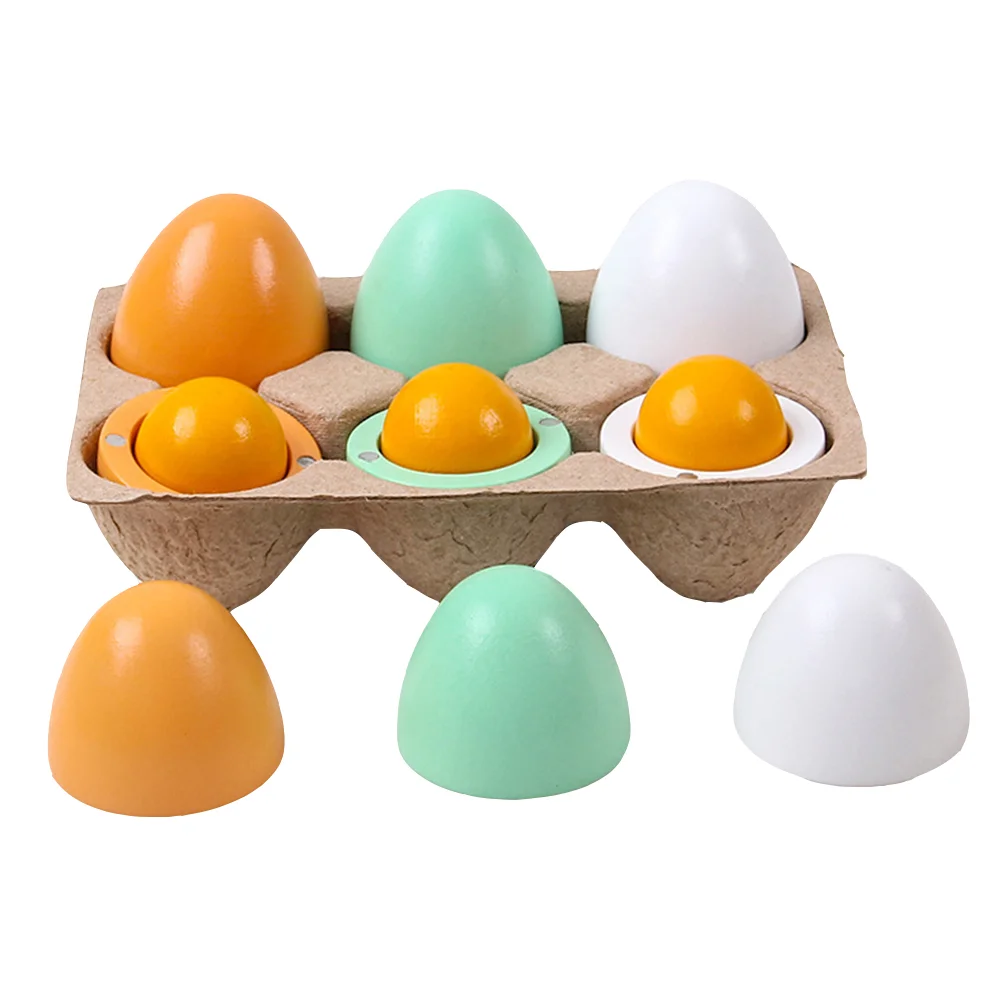 

1 Set Wooden Simulated Egg Toys Creative Egg Cognition Toys Educational Toys