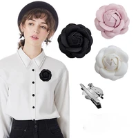 high grade fabric camellia flower brooch white cloth art lapel pins shawl shirt corsage fashion jewelry for women accessories
