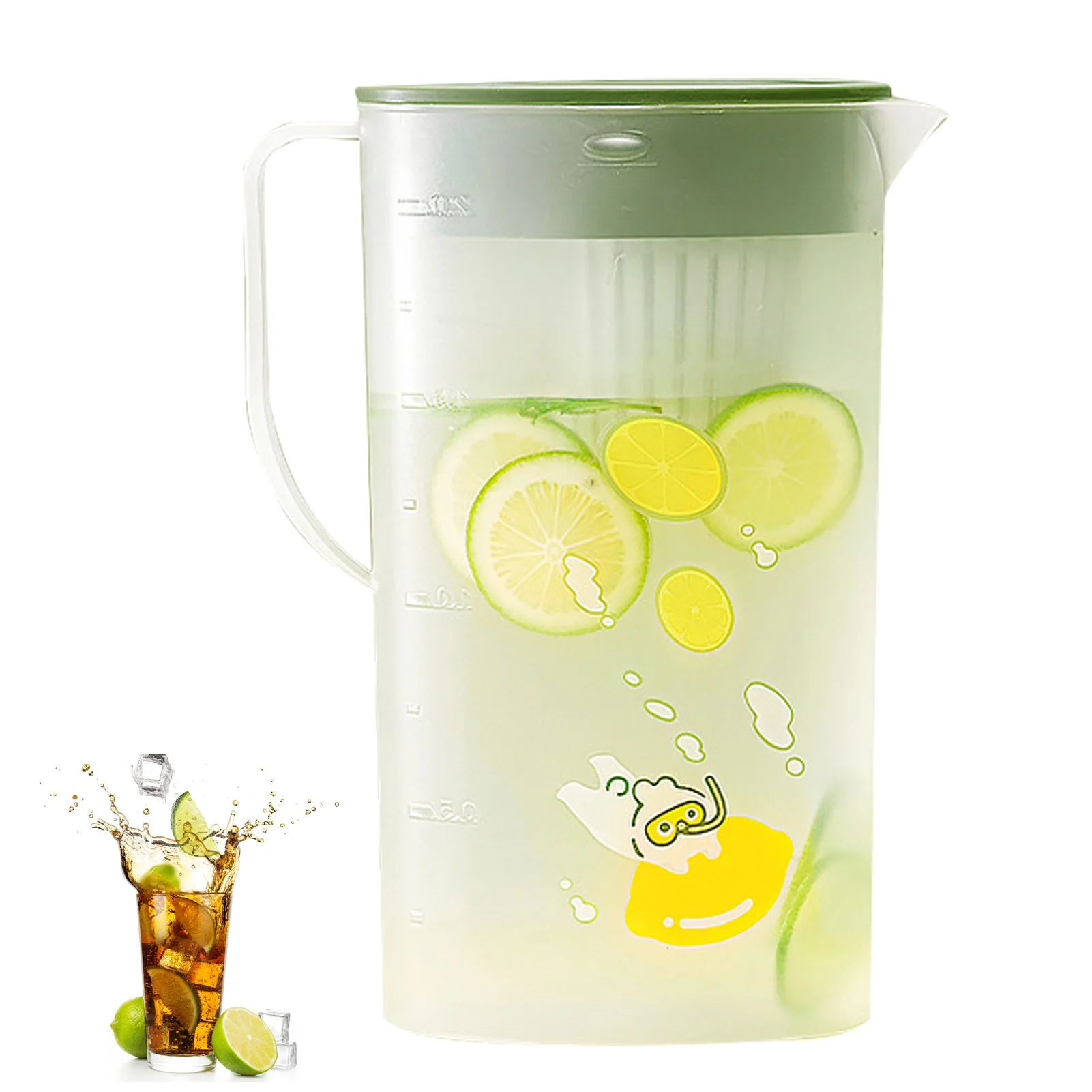

2.0 Litre PP Pitcher Hot/Cold Lemonade Juice Pitcher Beverage Jar Ice Tea Kettle Easy Clean Water Carafe With Lid And Handle