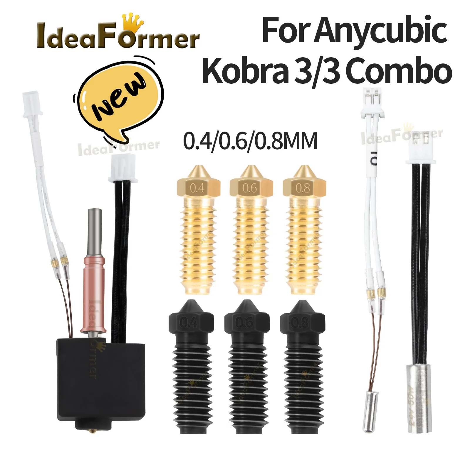 Anycubic Kobra 3 комбинированный Hotend с тепловым разрывом сопла термистора горловой