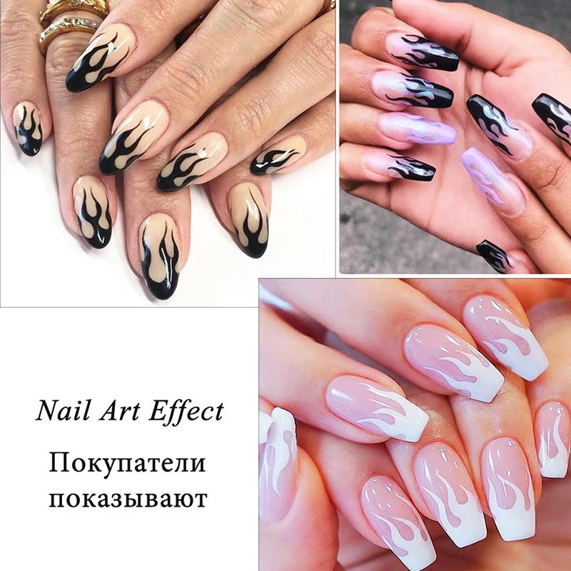 

Nail Sticker Adhesive 3D Black and White Gold and Silver Flame Applique Nail Dress Up Jewelry Nail Decoration Accessories