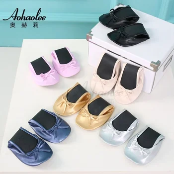 Aohaolee Woman PU Ballerina Fitness Ballet Flats Foldable Shoes Portable Ballet Dancers Comfortable Ballroom Women Shoes 1