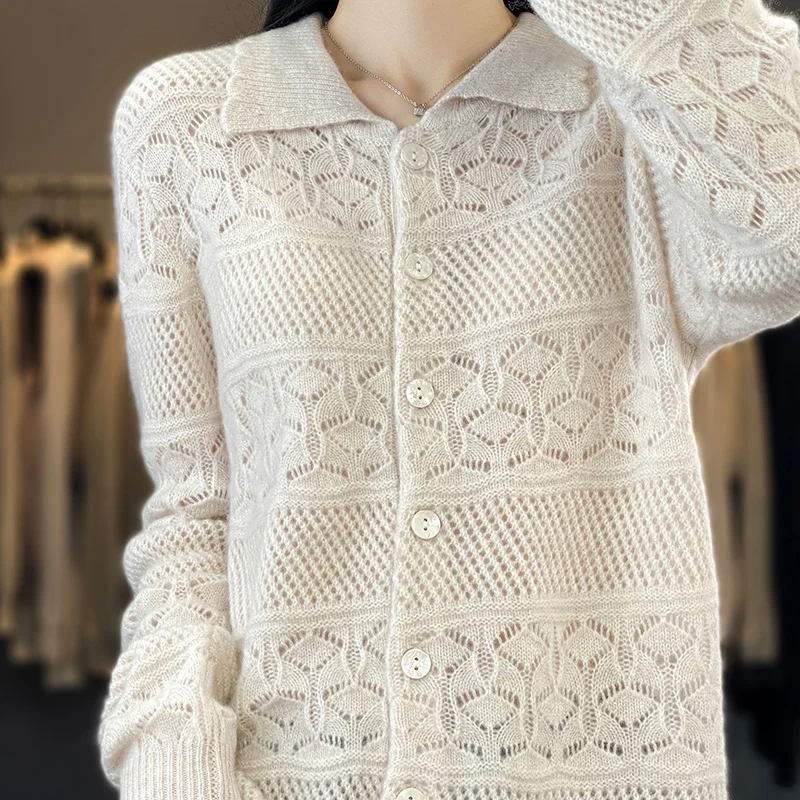 

Женский кардиган, весна-осень 2023, свитер, Повседневные вязаные свободные Дамские топы, однобортная Толстая блузка с лацканами по бокам